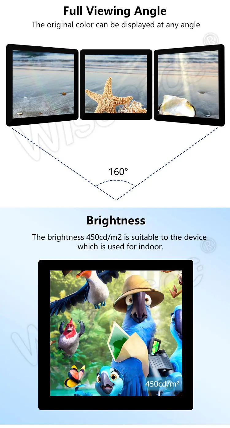 4 Inch 480x480 Full Viewing Angle LCD Screen 450nits Brightness