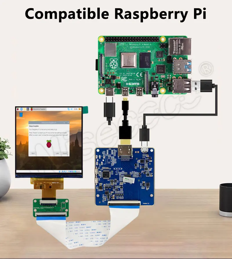 Wisecoco Ips Lcd Display 720x720 MIPI 30Pins 4 Inch Small Size Square Lcd Screen for Raspberry PI