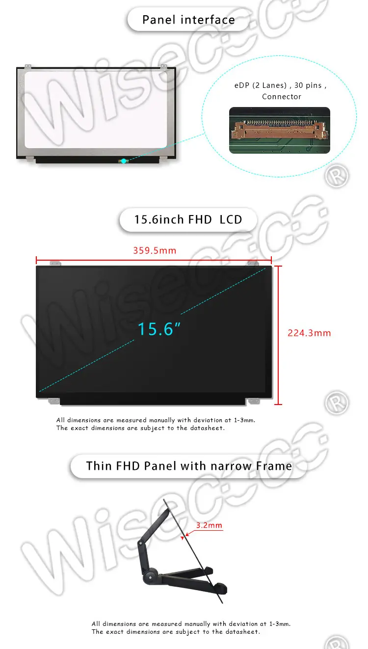 15.6 Inch 1920*1080 Thin FHD Panel TFT LCD Module with 30 Pins EDP Driver Board