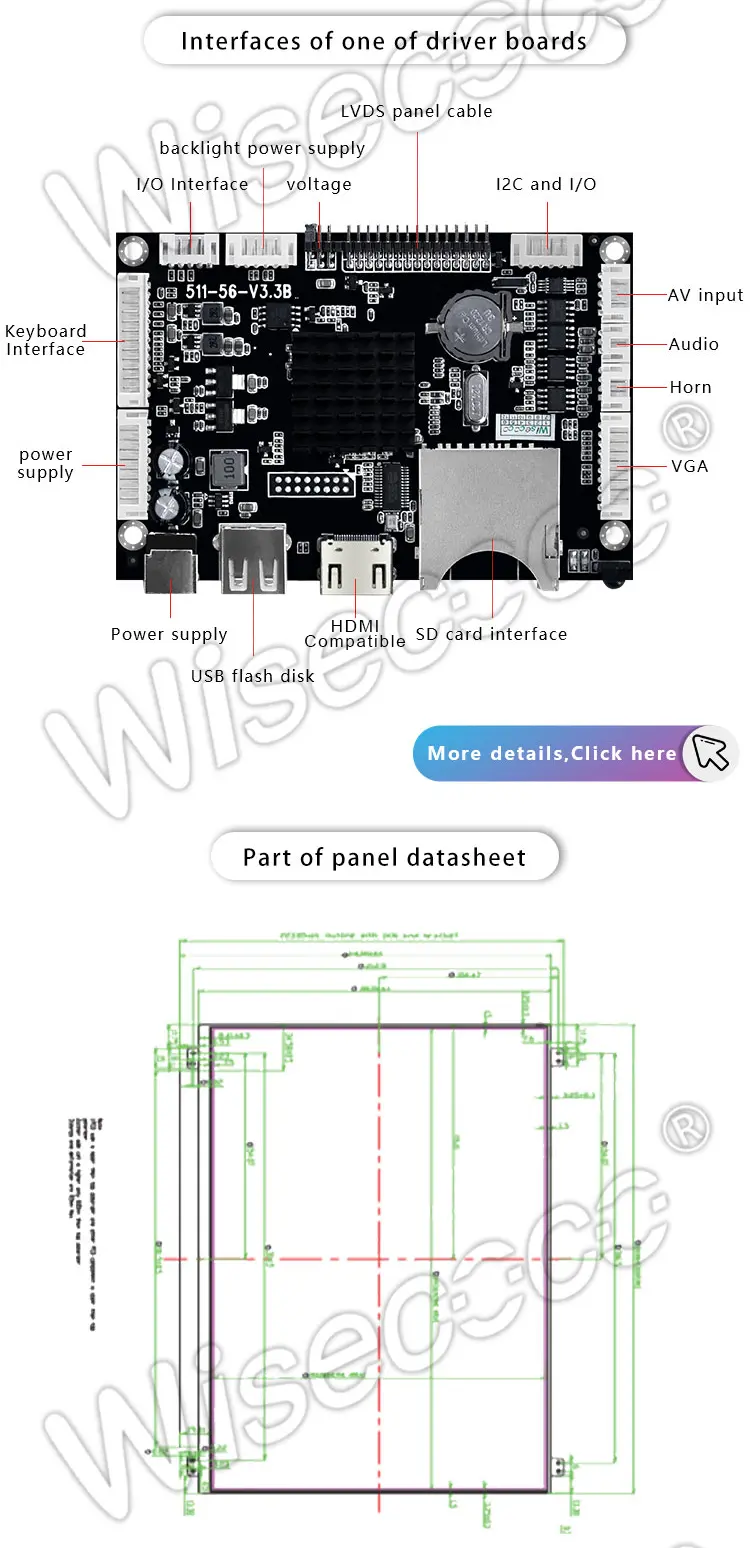 Wisecoco 15.6 Inch 1366*768 WXGA Slim LCD Display 30 Pins EDP LCD Module