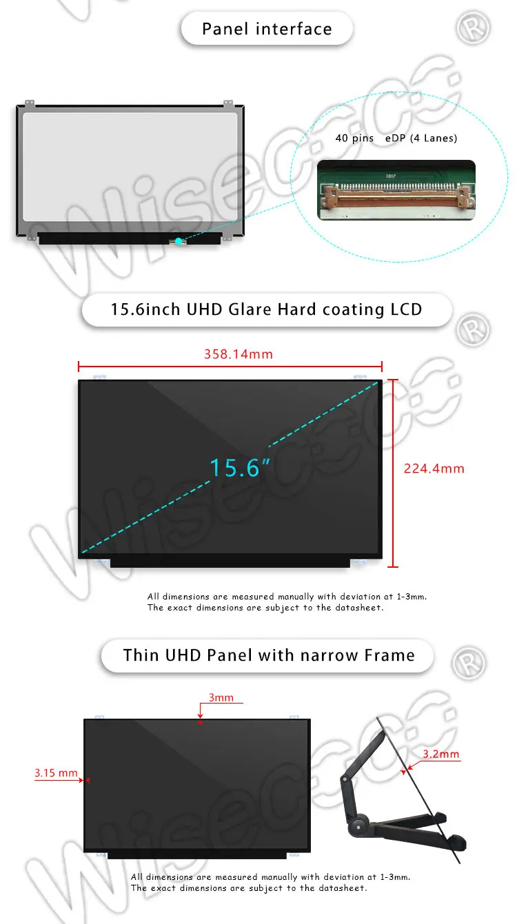 Wisecoco 15.6 Inch 3840*2160 4K IPS TFT LCD Display