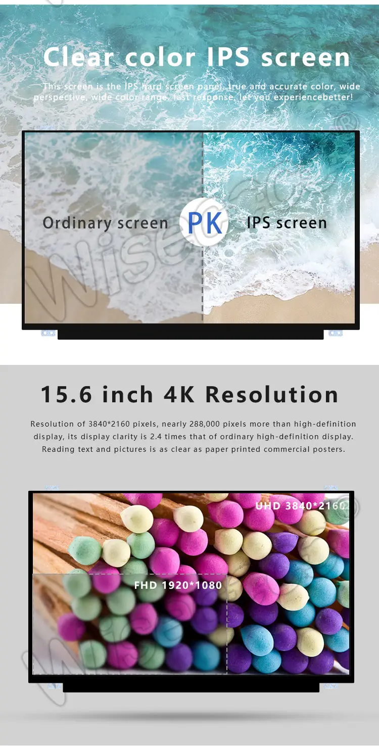 Wisecoco 15.6 Inch 3840*2160 4K IPS TFT LCD Display