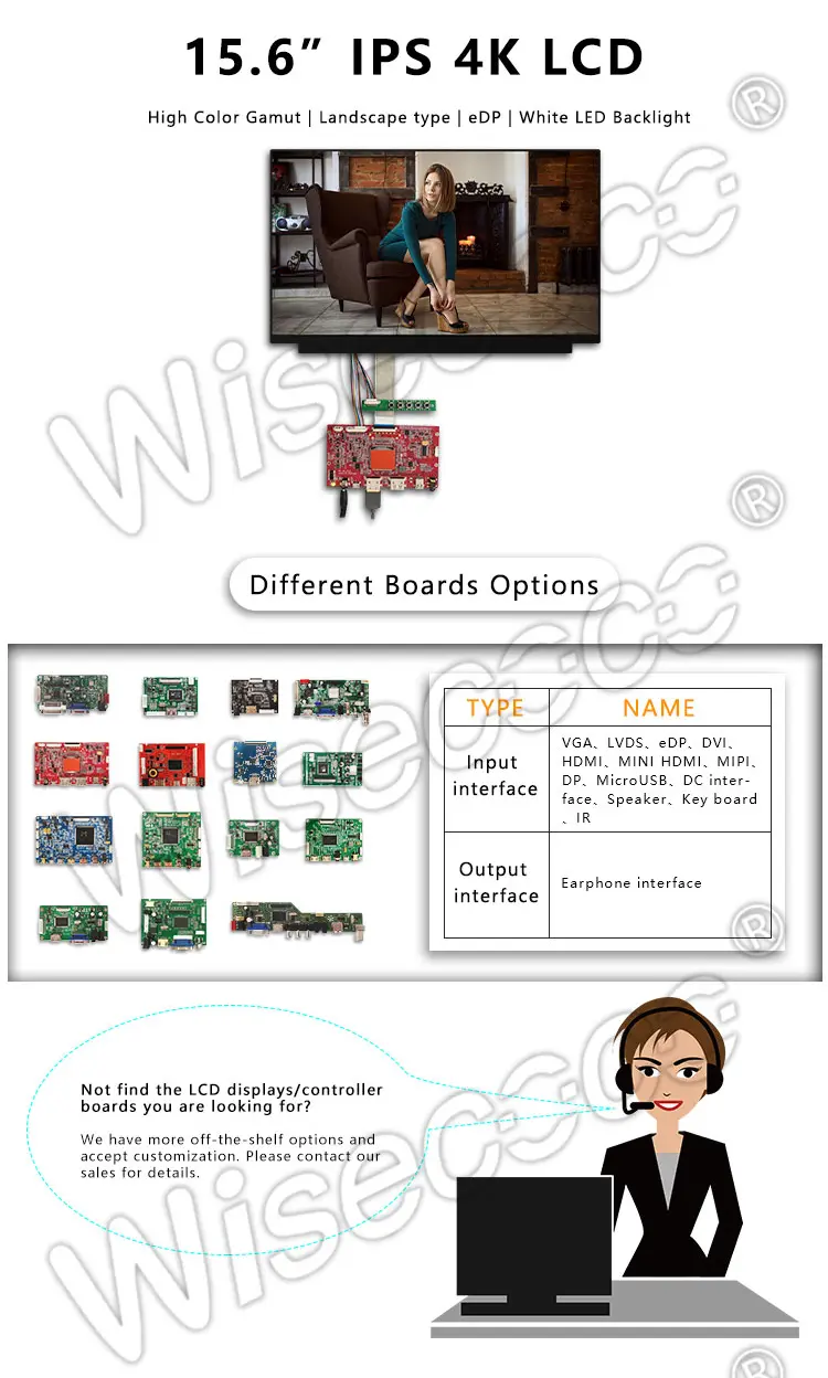 15.6" edp 4K UHD 3840X2160 lcd screen panel