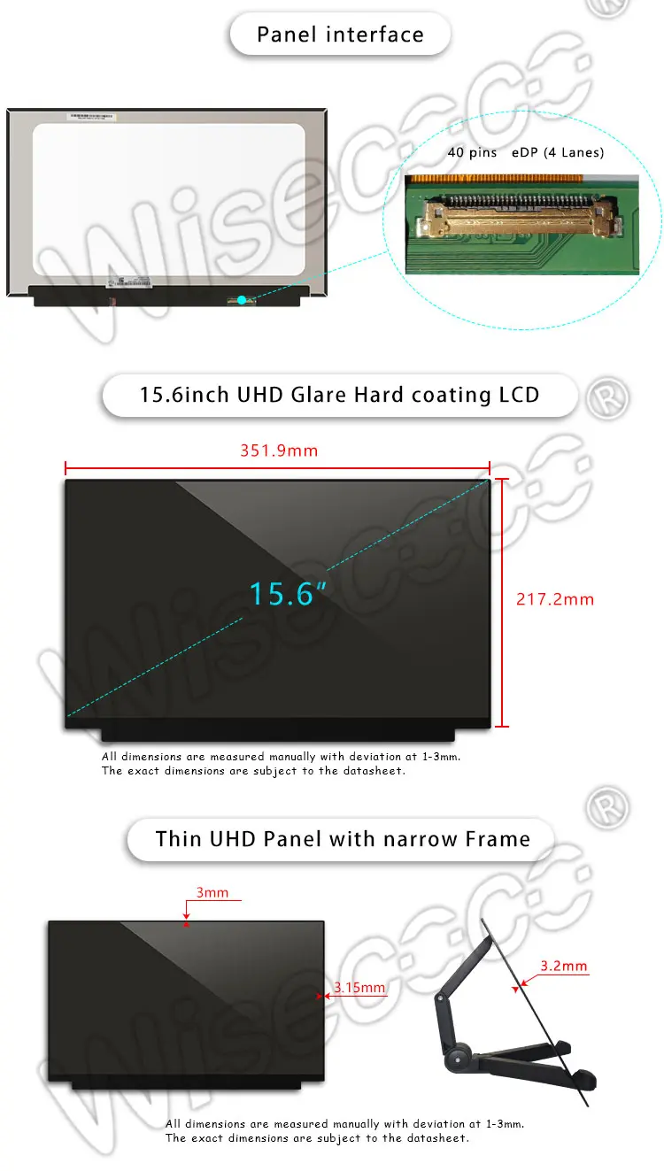 15.6" edp 4K UHD 3840X2160 lcd screen panel