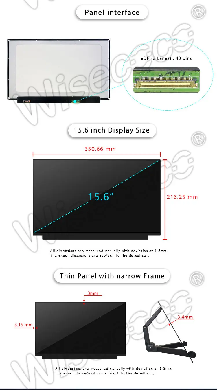 15.6" 40 Pin EDP Laptop TFT LCD Module Capacitive Touch Screen with Controller