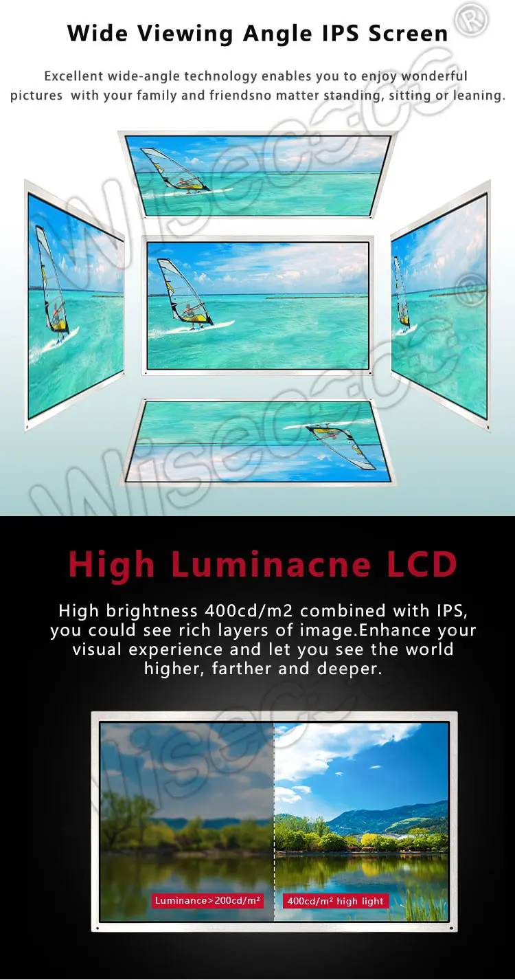 Wisecoco 15.6 Inch 400Nits LVDS 30 Pin 1366x768 WXGA LCD Display