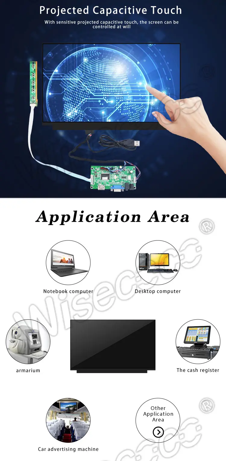 15.6" 40 Pin EDP Laptop TFT LCD Module Capacitive Touch Screen with Controller