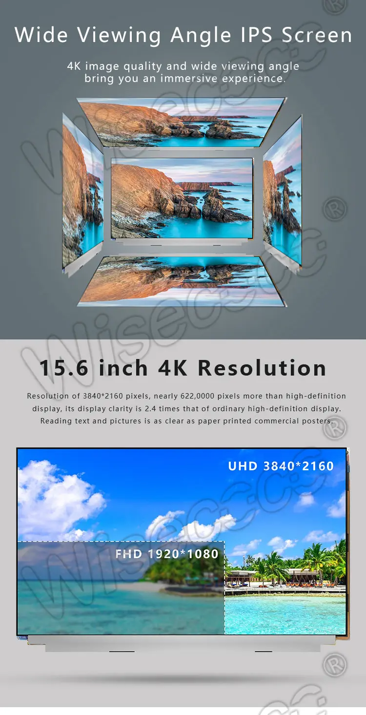 15.6 Inch 3840*2160 UHD 4K Screen Panel Without Backlight