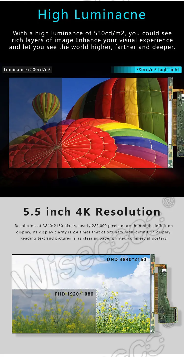 5.5 Inch 4K 2160*3840 LCD Screen