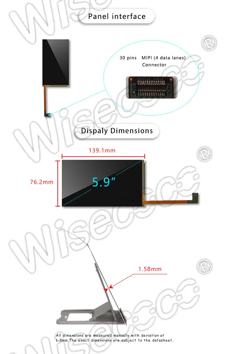 5.9 Inch 1080*1920 IPS LCD Display 30 Pins MIPI LCD Modules