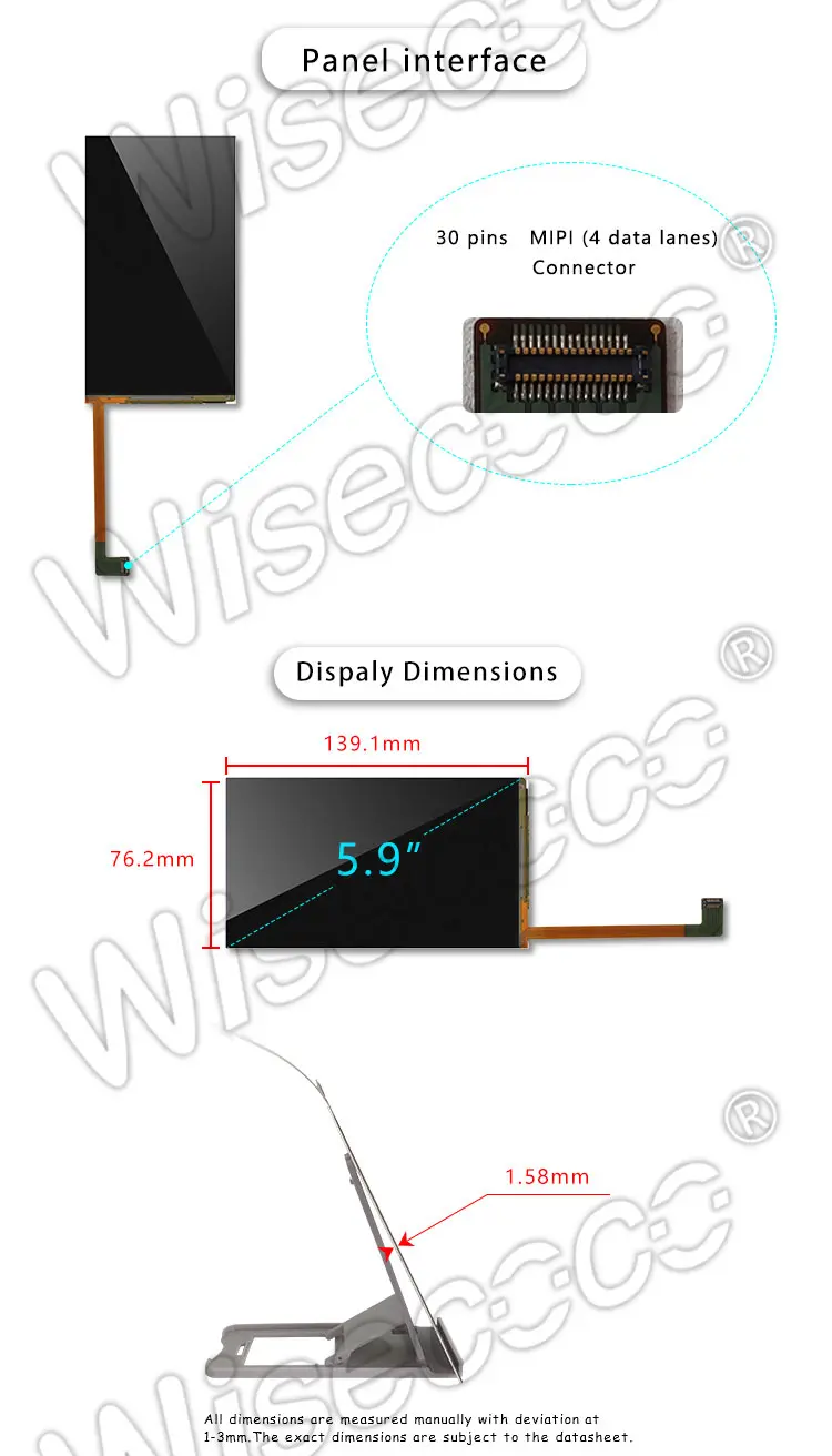 5.9 Inch Screen Ips 1080P Lcd Display Screen Panel 1920*1080 30 Pin Mipi Type-C Display Module