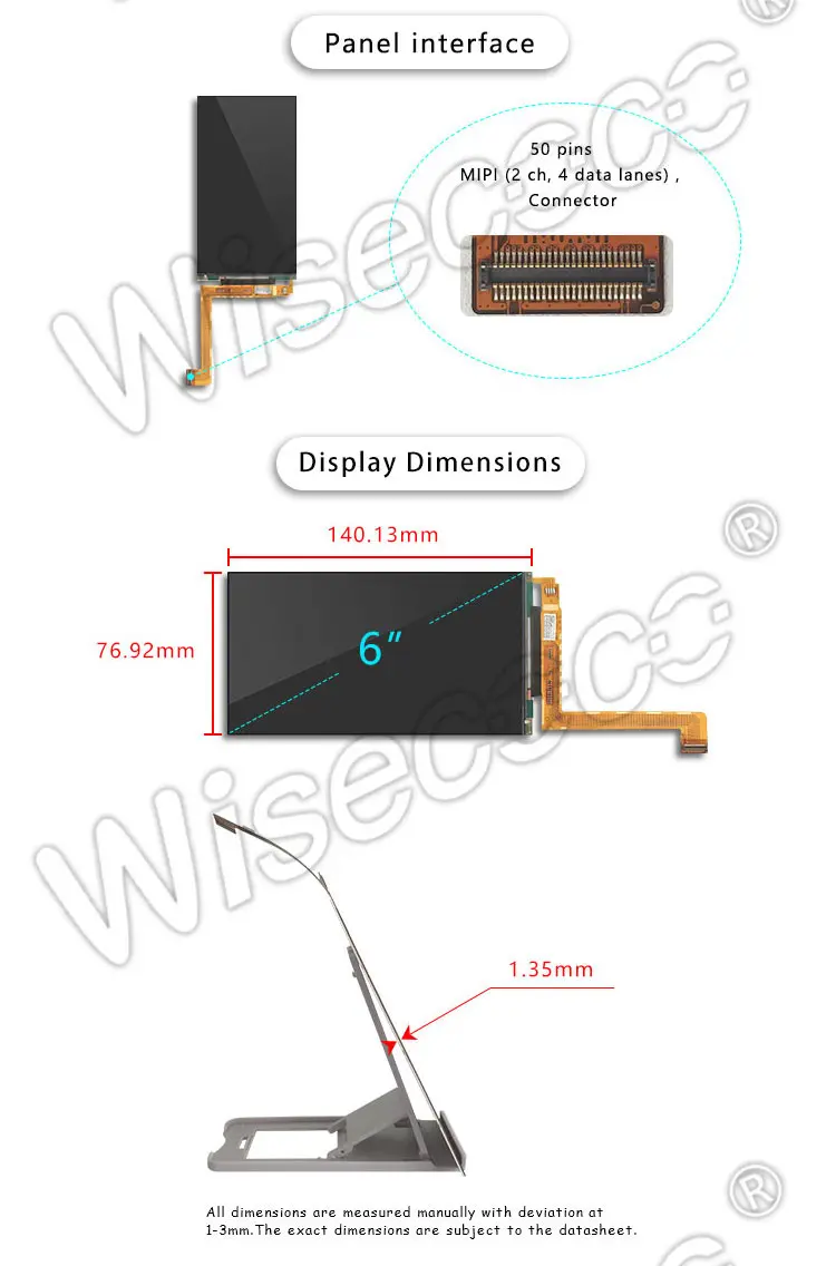 6 Inch 2K 1440P IPS TFT LCD Display
