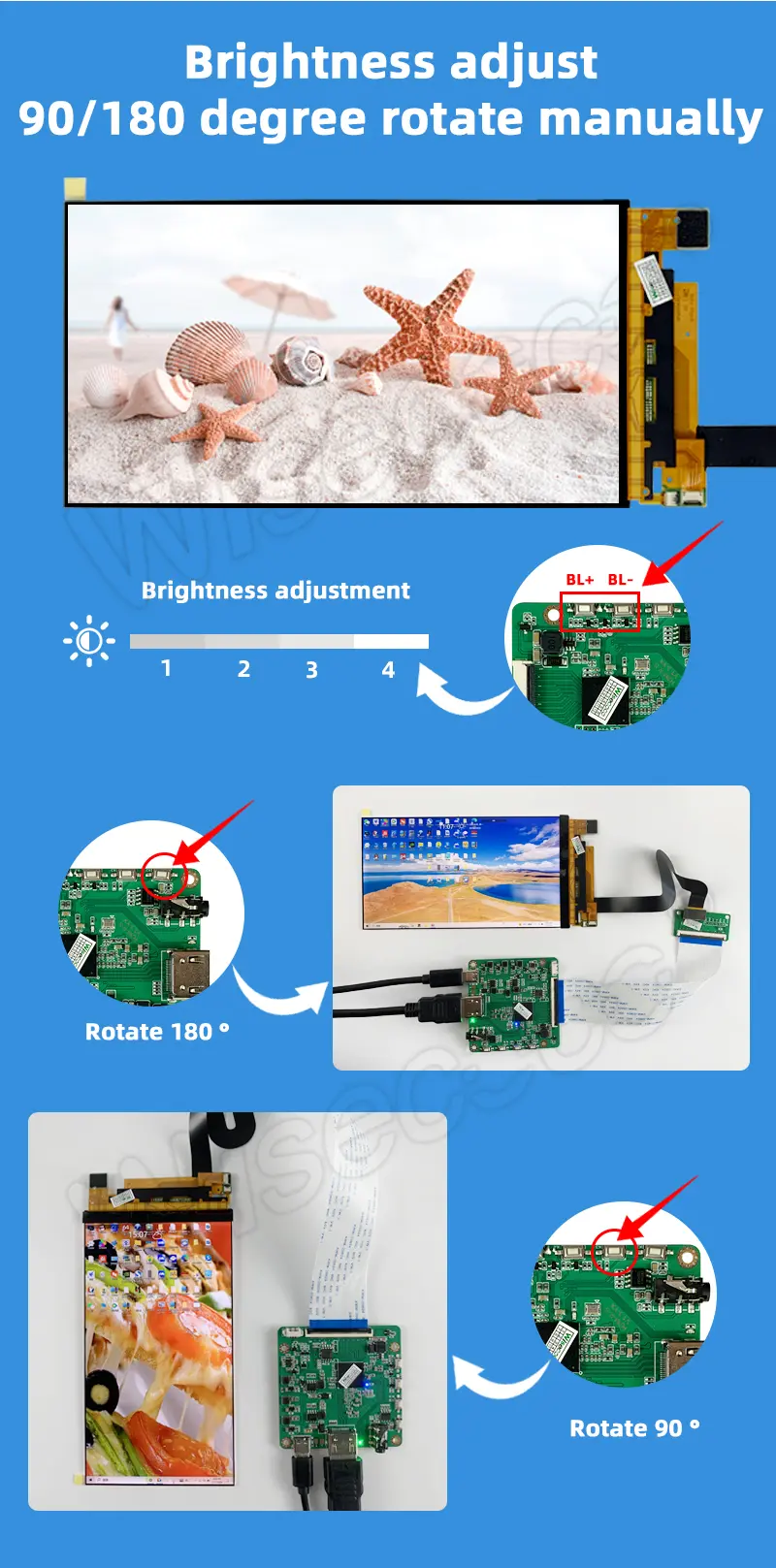 Custom 6.3 Inch 1440*2560 2K IPS MIPI 60 Pins TFT LCD Display Module
