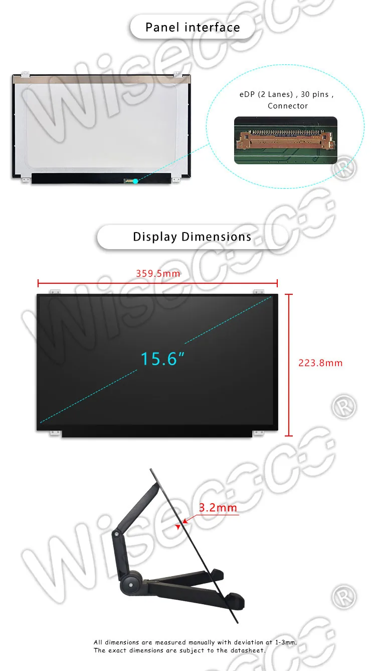 Wisecoco 15.6 Inch 1920*1080 FHD IPS TFT LCD Display with Driver Board