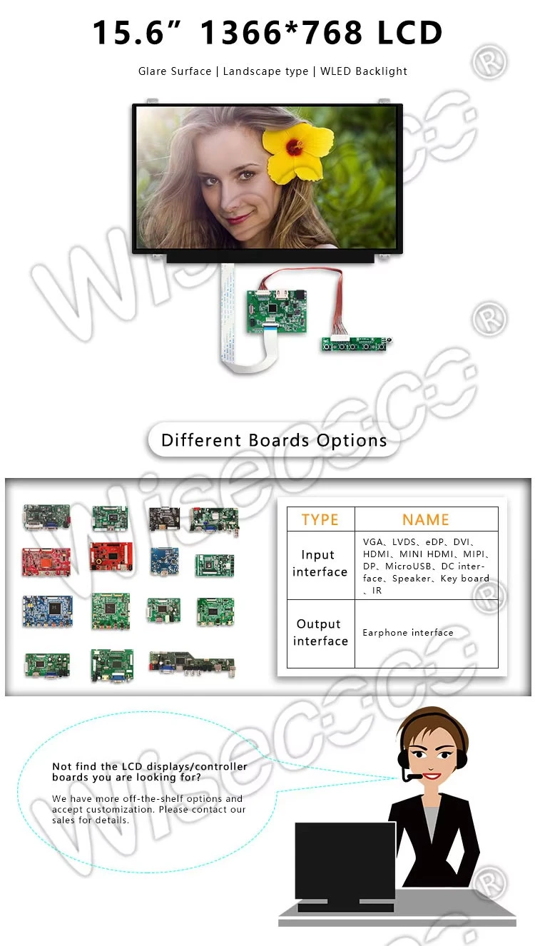 15.6 Inch 30 Pin EDP Slim Thin LED Backlight Ips Tft LCD Display 1366*768 Lcd Screen Module