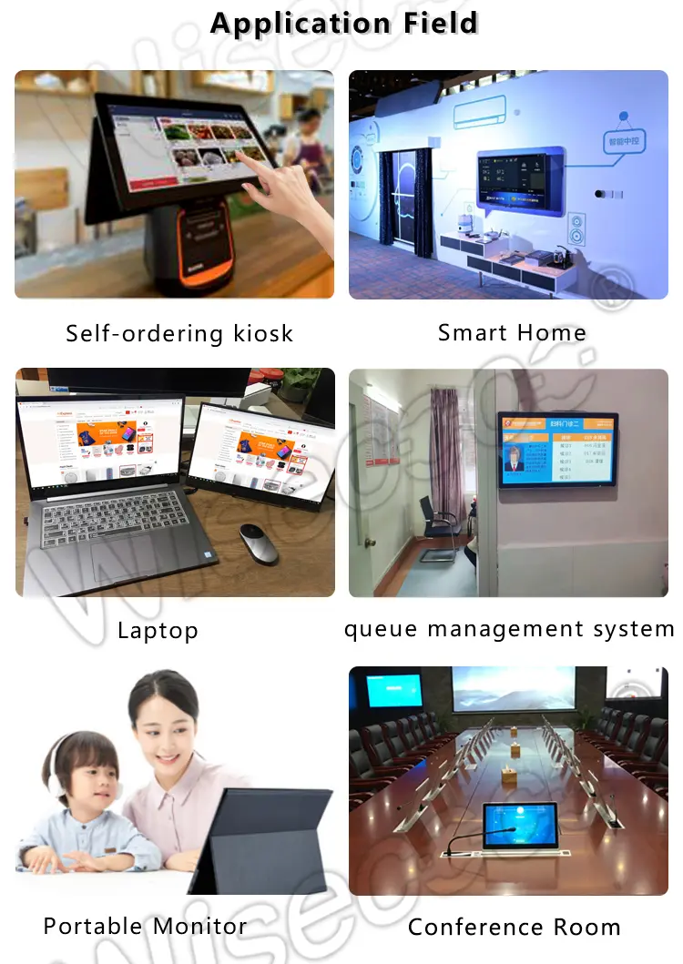 Wisecoco 15.6 Inch IPS LCD Display Panel 10 Point Capacitive Touch Screen 1920*1080 LCD Display