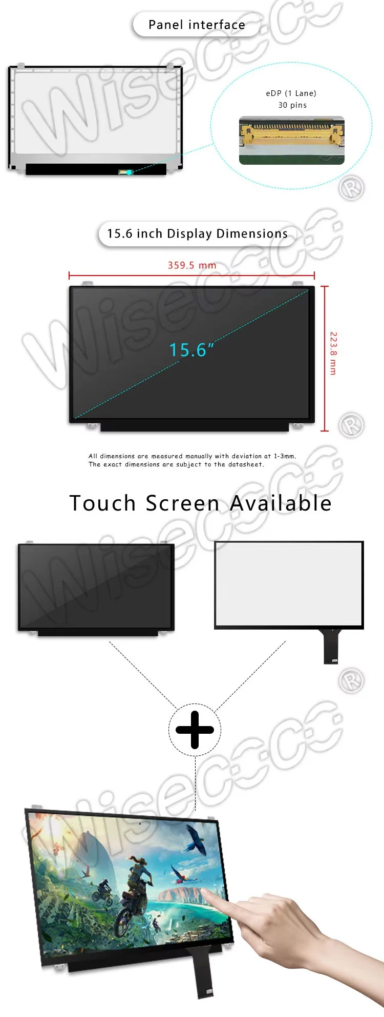 15.6 Inch 30 Pin EDP Slim Thin LED Backlight Ips Tft LCD Display 1366*768 Lcd Screen Module