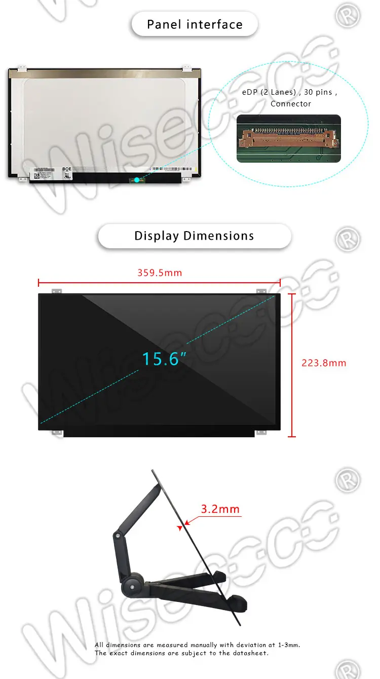 Wisecoco 15.6 Inch Ips LCD Panel 1920*1080 30 PIN EDP Interface Display Laptop TFT LCD Panel Module