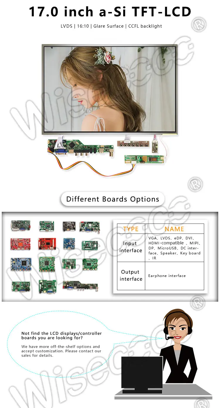 17 Inch 1440*900 Resolution Lcd Panel Screen CCFL Backlight TFT Lcd Display