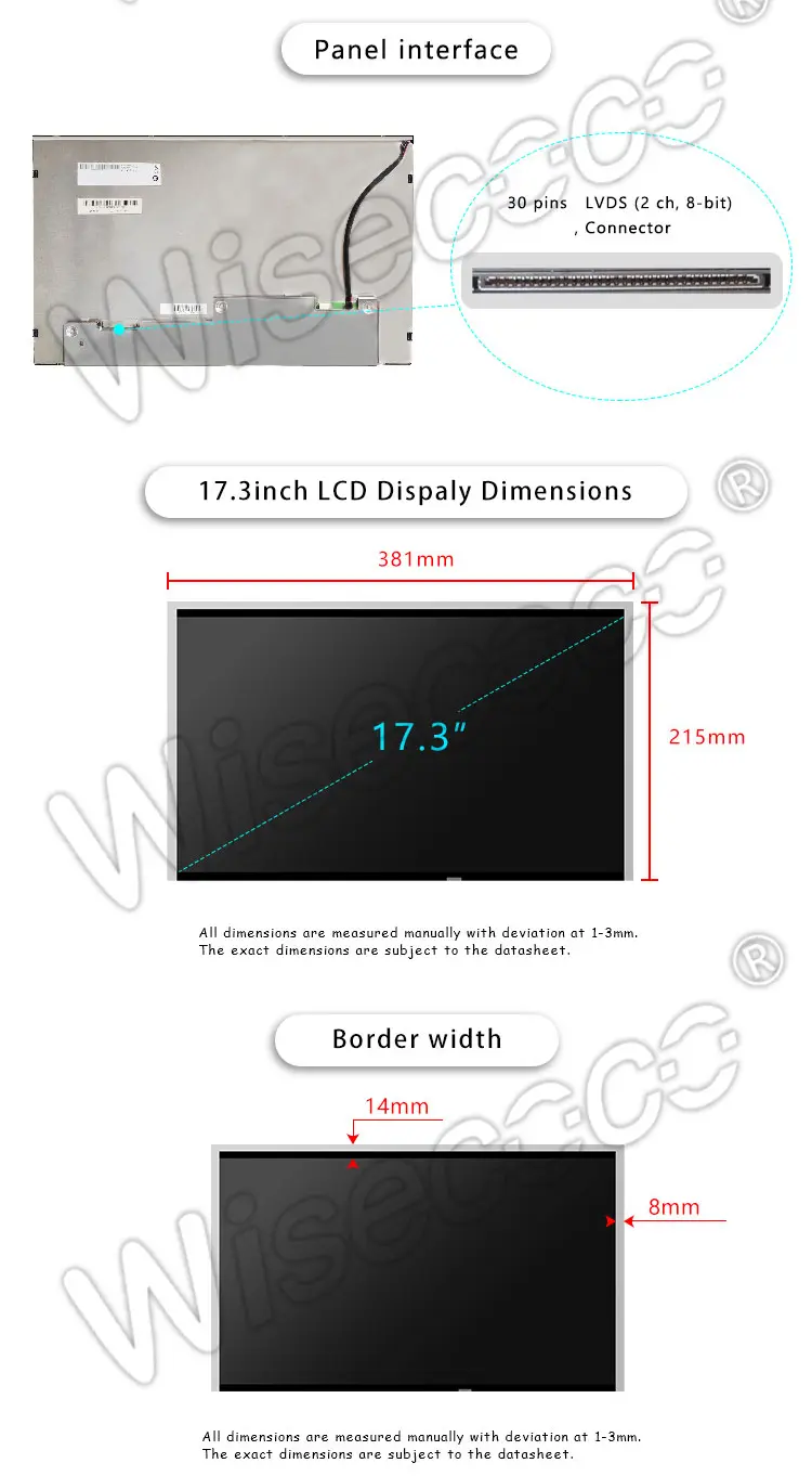 17.3 Inch FDD 1920*1080 30 Pin LVDS TFT LCD Display