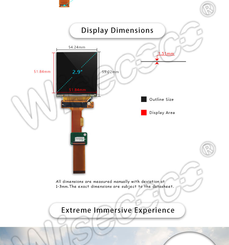 2.9 inch 2880*1440 2k Dual Square LCD Displays For VR Headset