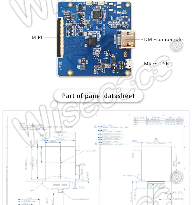 3.81 Inch Micro OLED AMOLED 1080x1200 VR AR MR Display Module MIPI ...