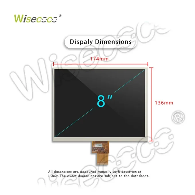 Wisecoco 8 Inch TFT LCD Display with 1024x768 LVDS 16.7M Colors