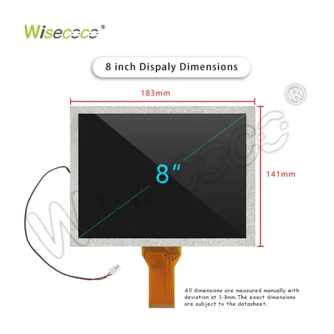 Wisecoco 8 Inch 800x600 TFT Lcd Display Panel with RGB 50 Pins Interface