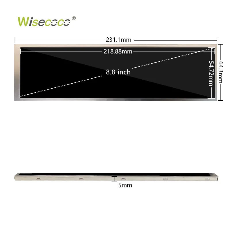 8.8 inch 1920x480 stretched bar lcd screen display